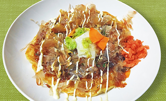 鶏と帆立の旨味！ふわもちお好み焼き